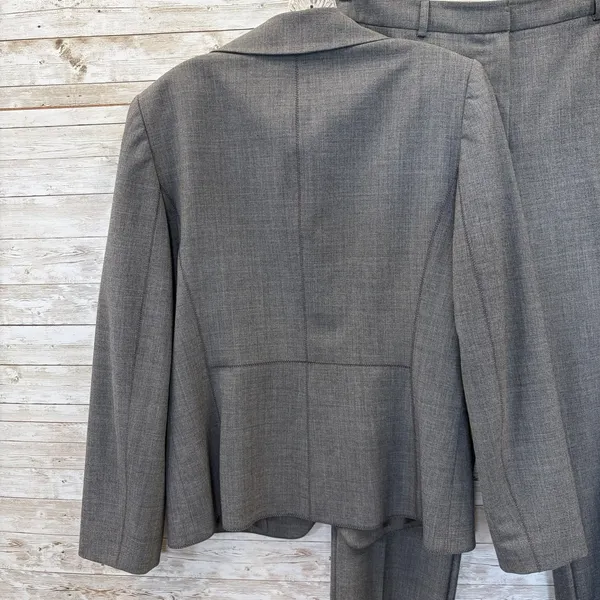 Antonio Melani Womens Pant Suit 2 Piece Gray 3 Button Raw Hem Trouser Topstitch - Image 3