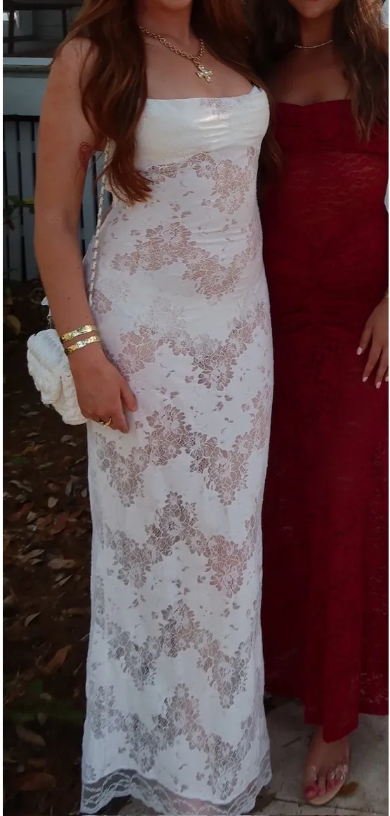 I.Am.Gia Leona White Lace Cutout Maxi Dress - Image 3
