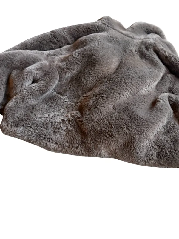 Song of Style Faux Fur Coat Brown Cropped Length Jacket Vegan Size Small Women's - Image 11