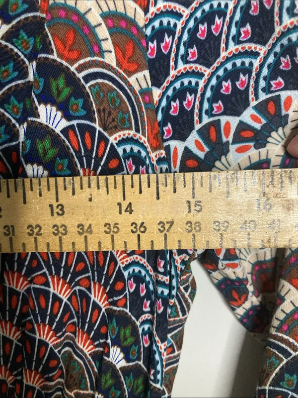 Maeve Multicolored Fan-Print V-Neck Long Sleeve Dress - Image 9