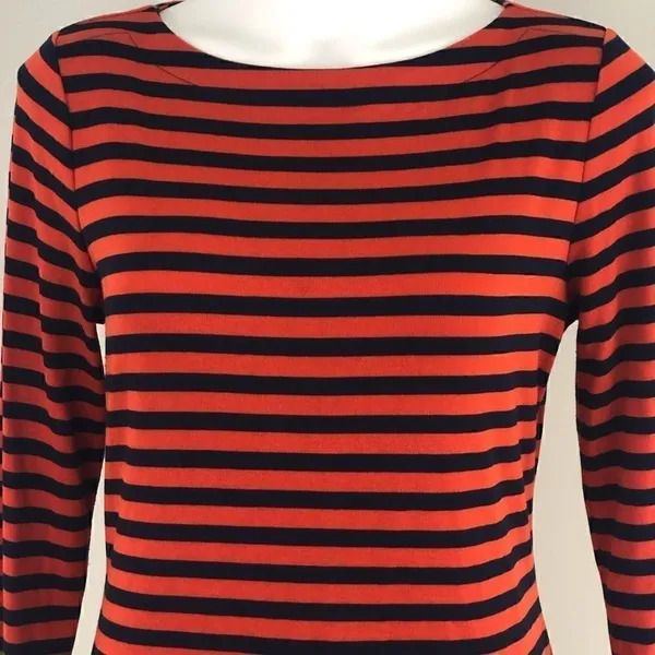 The Limited medium orange navy striped top - Image 2