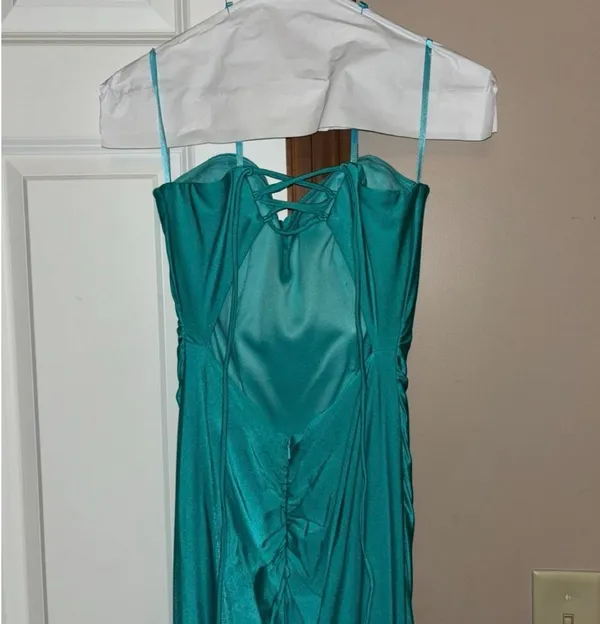 Teal prom dress with train Blue Size M - Image 6