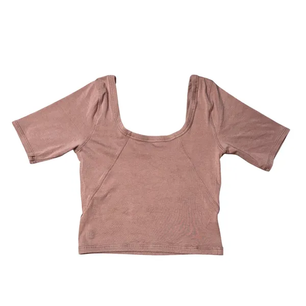 Lululemon Align T-Shirt Womens 4 Mauve Excellent Ribbed Cropped Scoop Neck Tee - Image 3