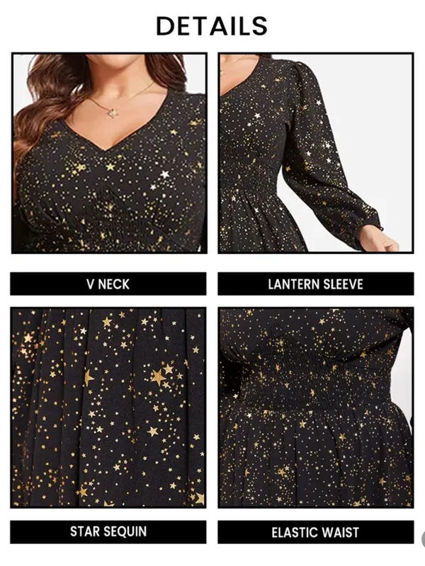 By The River NWOT Black & Gold Star Print Maxi Dress - Image 3