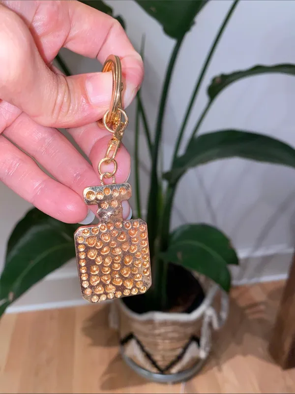 Sparkling Pink Parfum No. 5 Bottle Keychain - Image 5