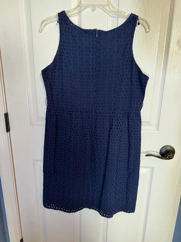 Gretchen Scott Designs Navy Eyelet Sleeveless Dress L *no belt NEW - Image 4