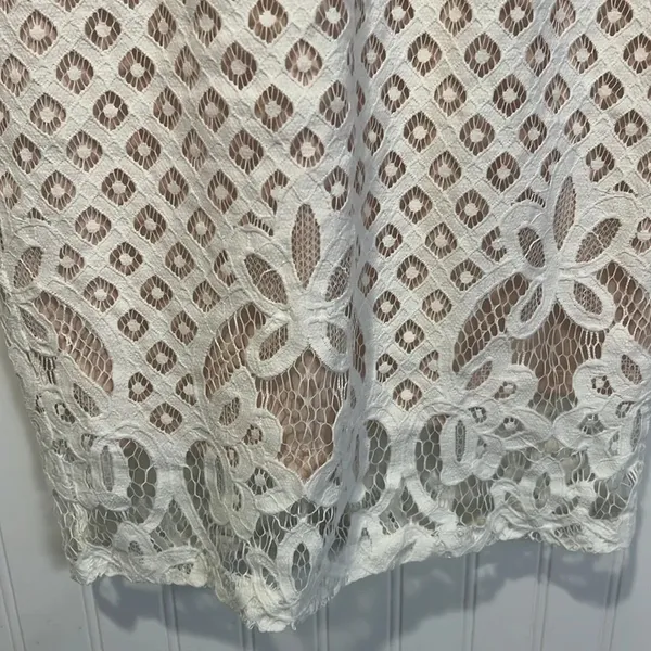 Lulus Steal a Kiss White Lace with Nude lining dress size small - Image 9