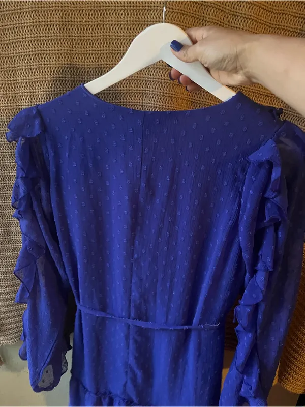 Cato Royal Blue Ruffle Long-Sleeve Tie-Waist Dress - Image 7