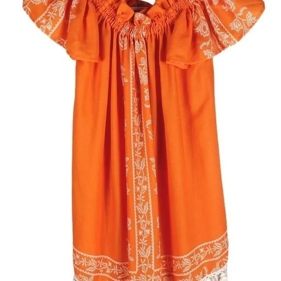 Show Me Your MuMu Orange White Woodstock Tassel Tunic Printed‎ Top Size Med - Image 6