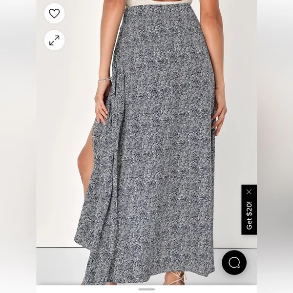 Lulu’s Tempest Navy Blue Print Wrap Maxi Skirt size XS - Image 3