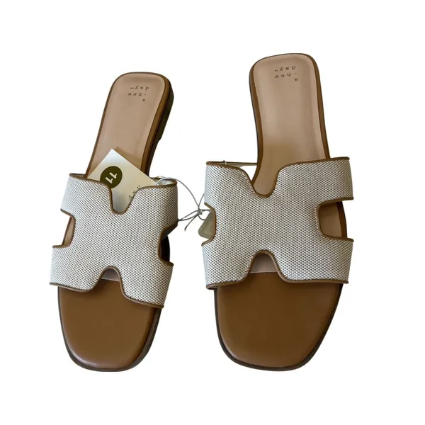 A New Day Woven Slide H. Sandals Suze 11‎ Women's Ivory & Tan - Image 2
