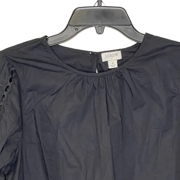 J. Crew Blouse Top Size Small Black‎ With Lace Sleeves Cotton Stretch Blend - Image 2