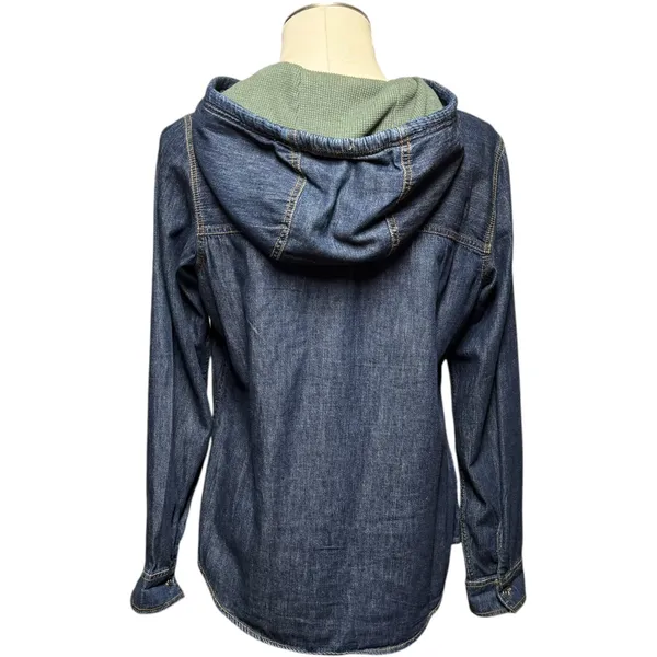 Columbia Cotton Hooded Denim Jacket Blue Medium - Image 3