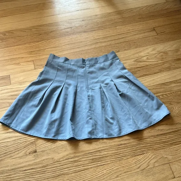 Blue Pleated Skater Mini Skirt - Image 4