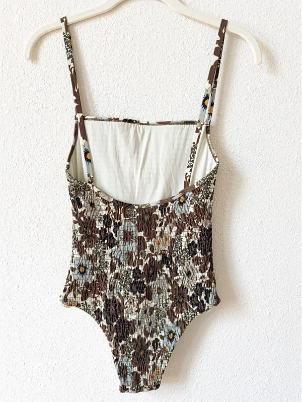 SIR Constantine Ruched One Piece Swimsuit Brown Floral Size 1 or US 2-4 Beach - Image 2