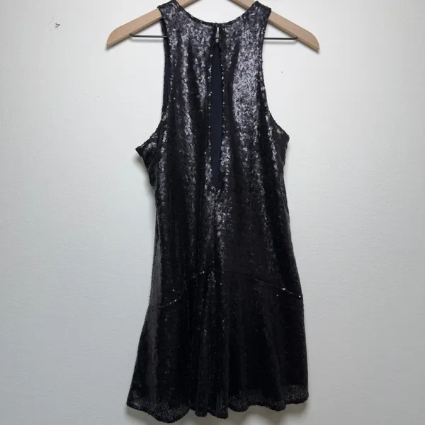 Free People Women Party Dress‎ Black Sequin Backless High Neck Mini Sparkly Glam - Image 8