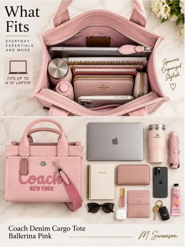 NEW Coach Denim Cargo Tote Ballerina Pink Standard CBG45 NWT - Image 5