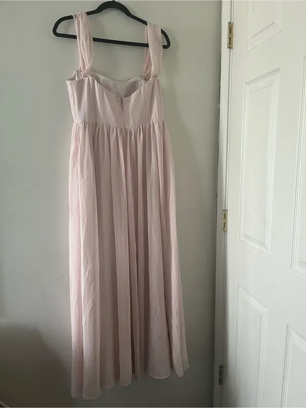 Azazie Blush Pink Chiffon Maxi Dress 10 Wedding Bridesmaid Formal Romantic - Image 4