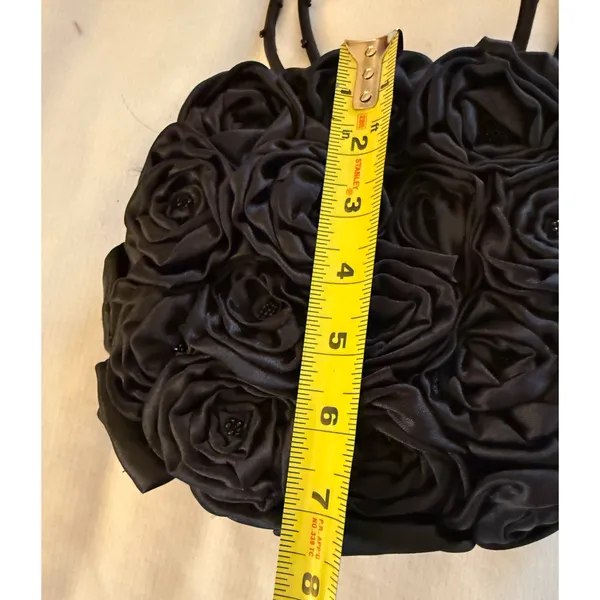 Dolce Vita Black Rosette Satin Purse Beaded Butterfly Applique Floral Y2K Fairy - Image 4
