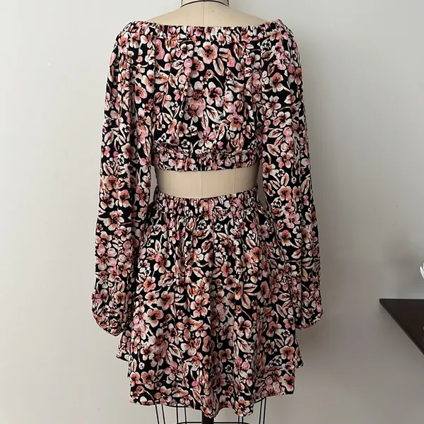 Free People Jael Printed Floral Mini Dress with Cutouts Size X-Small Small - Image 9