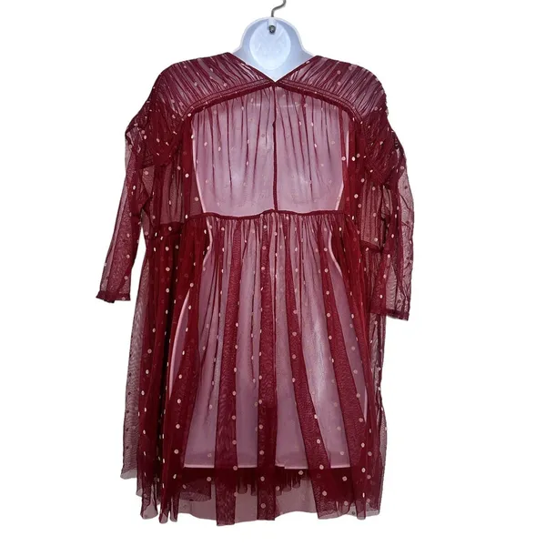 Free People Saya polka dot Sheer Mesh Tulle Baby doll Dress Size S - Image 3