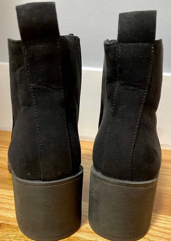 Black Booties Wedge Boots suede with zipper autumn fall winter boots - Image 5