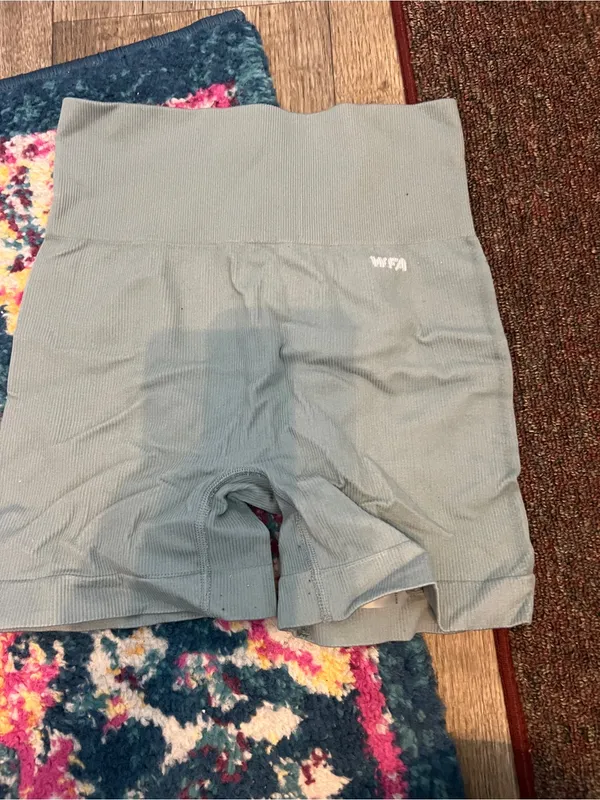 White Fox Ribbed High-Waist Bike Shorts in Sage - Image 4