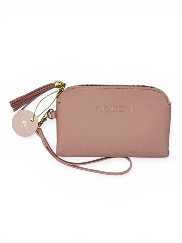 ELIZABETH Personalized Blush Pink Vegan Pebbled Leather NWT Wristlet from Chosen - Image 2