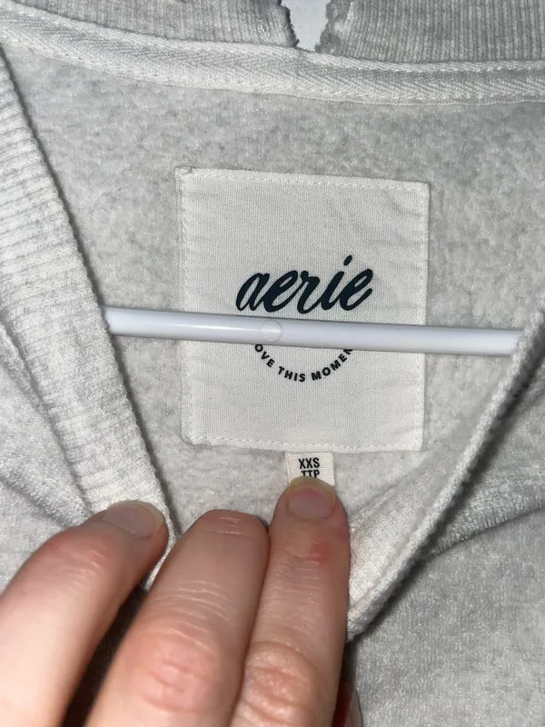 Aerie Oversized Sweatshirt XXS Light Gray Cozy Lounge Pullover Soft - Image 2