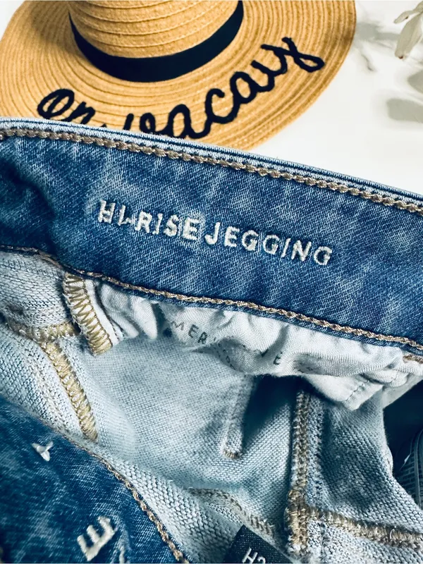 American Eagle High Rise Jegging Size 6 Regular Cozy Next Level Stretch Raw Hem - Image 3