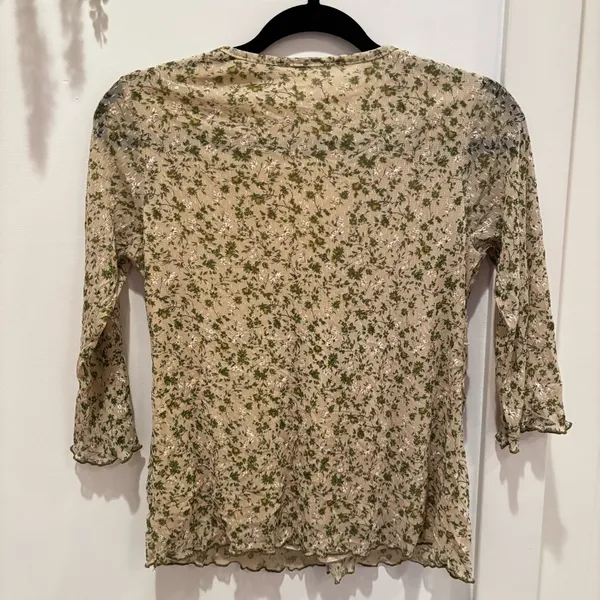 Euro Micromesh Women's Babydoll Dainty Floral Cream Lace Top Lettuce Trim Size M - Image 7
