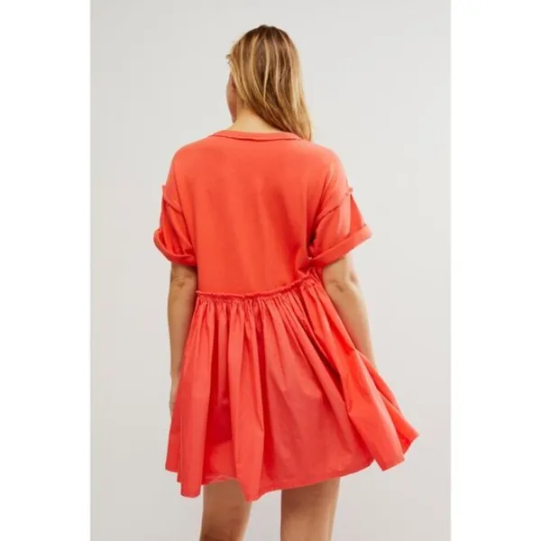 FREE PEOPLE Catalina Mixed Media Minidress in Radiant Watermelon Size X-Small - Image 16