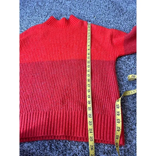Z Supply Red Color Block Mock Neck Sweater Womens Sz M Cozy Chunky Knit - Image 6