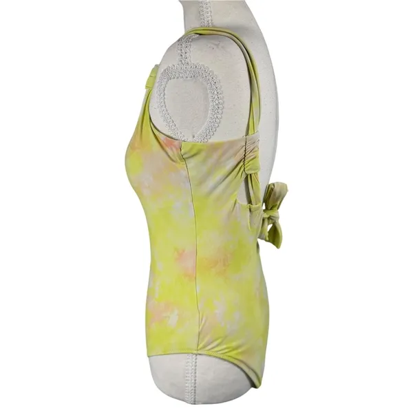 Aerie One Piece Swimsuit Womens Small Yellow Tie Dye Open Back Full Coverage - Image 6