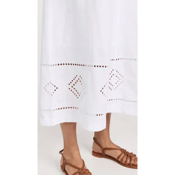 Madewell Embroidered Eyelet Tie Back‎ Cami Midi Dress Size 10 White - Image 3