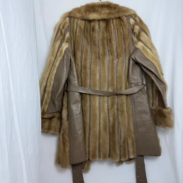 Vintage Max David Furs Genuine Mink Fur With Leather Trim Coat Women's‎ 20x34 - Image 3