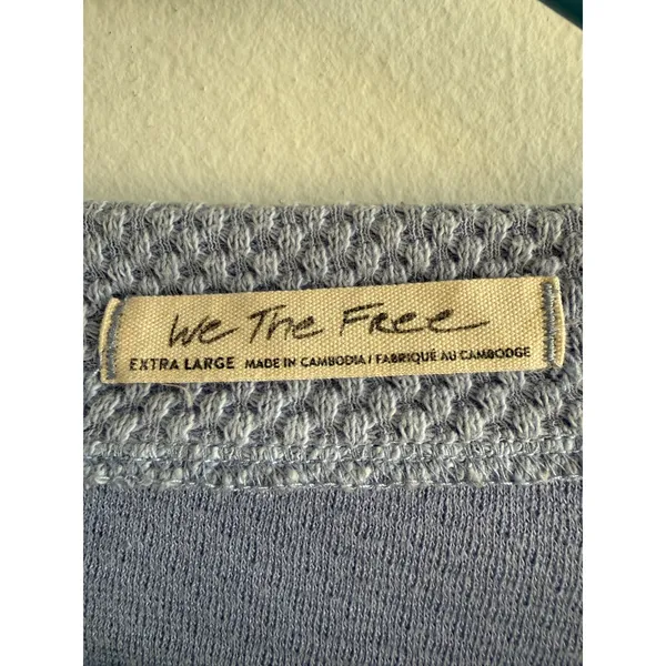 We The Free Free People Light Blue Waffle Knit Oversized Pullover Top XL - Image 4