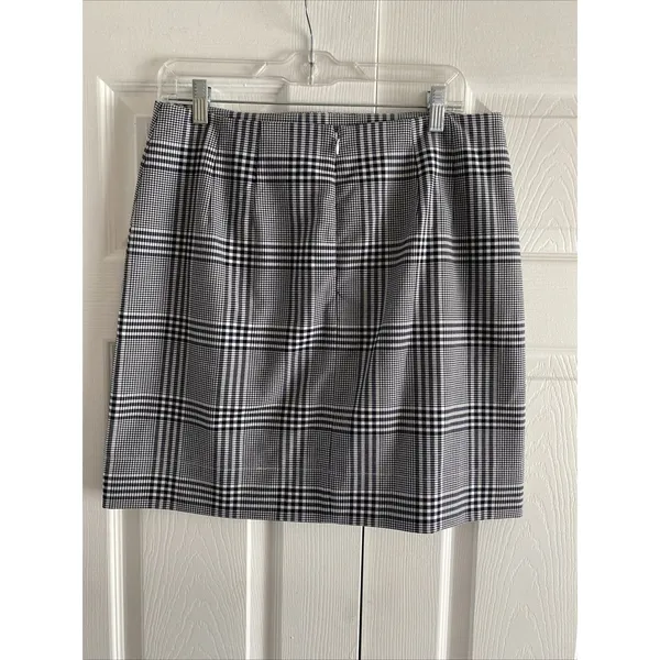 J Crew Glen Plaid Mini Skirt Womens Size‎ 10 Black Dark Academia Preppy Office - Image 6