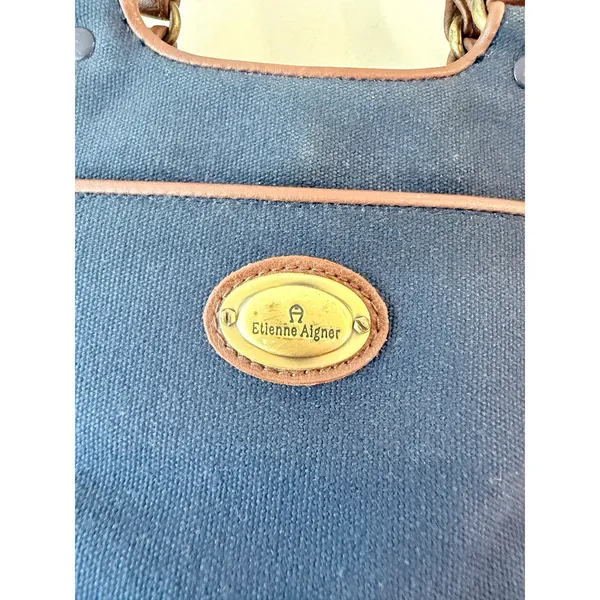 Etienne Aigner Crossbody Bag Women's Blue Detachable Strap Lightweight Leather - Image 4