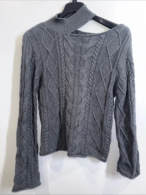 RtA Zane asymmetrical cable knit sweater size small - Image 3