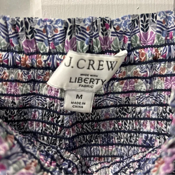 J.Crew Women’s Smocked Square Neck Puff Sleeve Top Size M Liberty Fabric Floral - Image 8