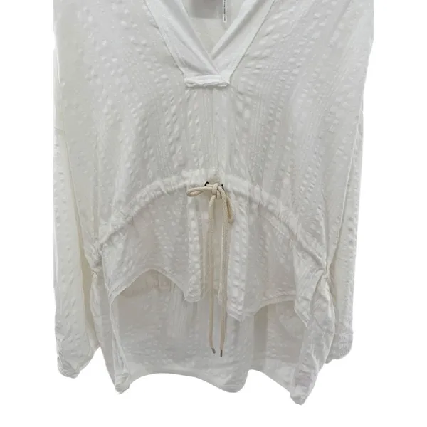 Out From Under Peyton Linen Popover Top White Size XS‎ Oversized Hooded Lounge - Image 4