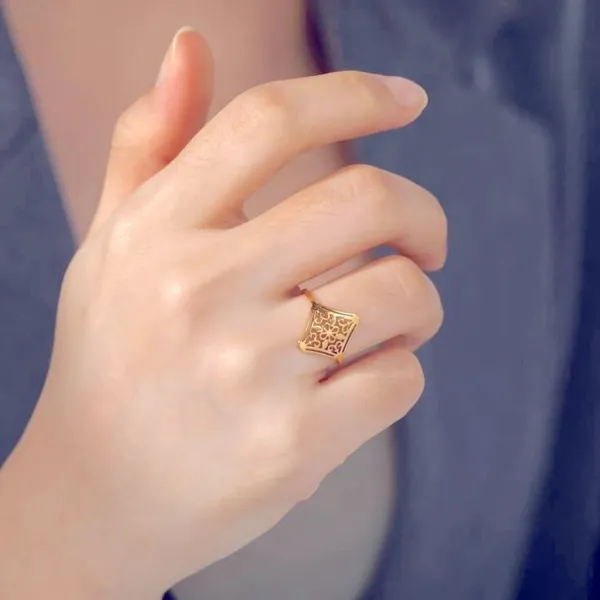 NEW 14k Yellow Gold Plated Stainless Steel Filigree Ring, Size 6‎ - Image 3