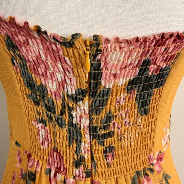 Reformation Jasen Dress Anjelica Yellow Floral Tie Strap Maxi Dress Size 6 - Image 12