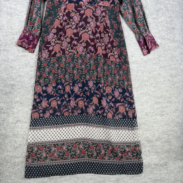 CAbi Size-L Festive Maxi Dress Retro Floral Paisley Print Blue Burgundy - Image 6