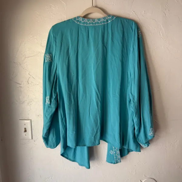 Ariat Misty Kimono Maui Blue‎ Open Front Embroidered Cardigan S/P NWT - Image 7