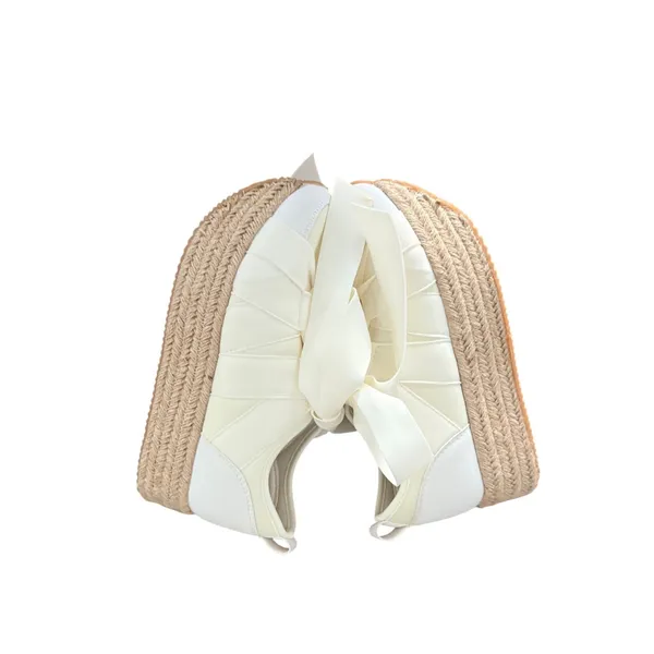 Menina Off White Satin Ribbon Bow‎ Espadrille Platform Sneakers Womens - Image 5
