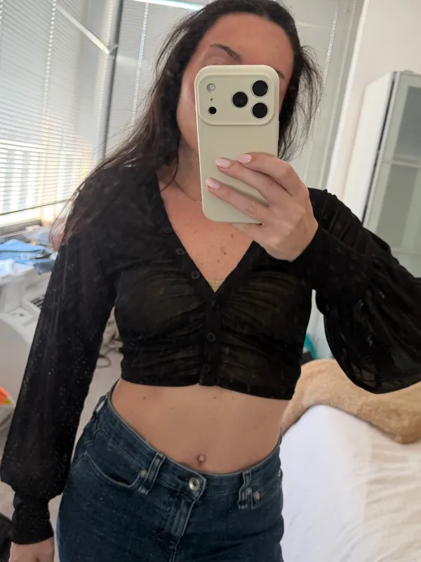 UO cara mesh blouse top Black Size XS - Image 2