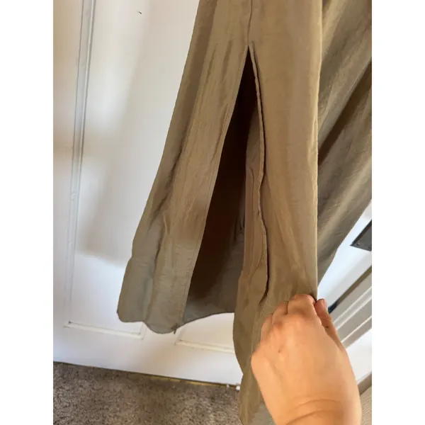 J.Crew olive green Crinkled Drawstring Midi Skirt size small - Image 2