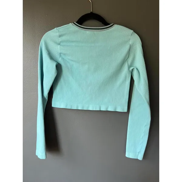 Urban Outfitters Out From Under Light Blue Ribbed Long Sleeve Crop Top XL - Image 2